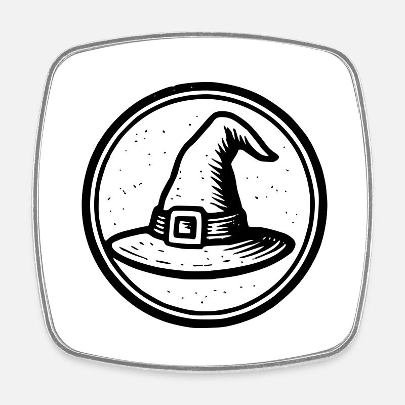Witch Hat - Square fridge magnet - white