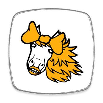 cheval mignon poney fille femelle fille cheval fille - Magnet carré - blanc - Devant