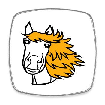 Pferd Süß Pony Fohlen Lange Haare Niedlich Comic - Viereckiger Kühlschrankmagnet - Weiß - Vorne