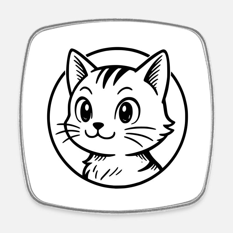 Cat - Square fridge magnet - white
