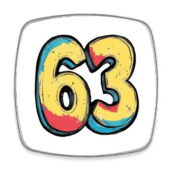 63 Number Comic - Square fridge magnet - white - Front