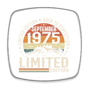 September 1975, September 1975 Birthday Gift - Square fridge magnet - white - Front