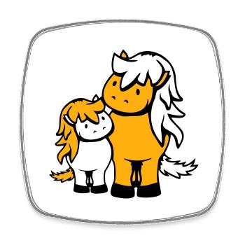 2 Cute Horses Child Family Mom Dad Mom Father - Square fridge magnet - white - Front