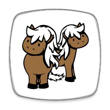 2 Chevaux Homme Femme Amoureux Amis Amour Équipe - Magnet carré - blanc - Devant