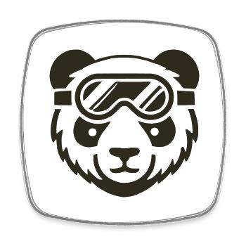 Pandabär Skibrille - Viereckiger Kühlschrankmagnet - Weiß - Vorne