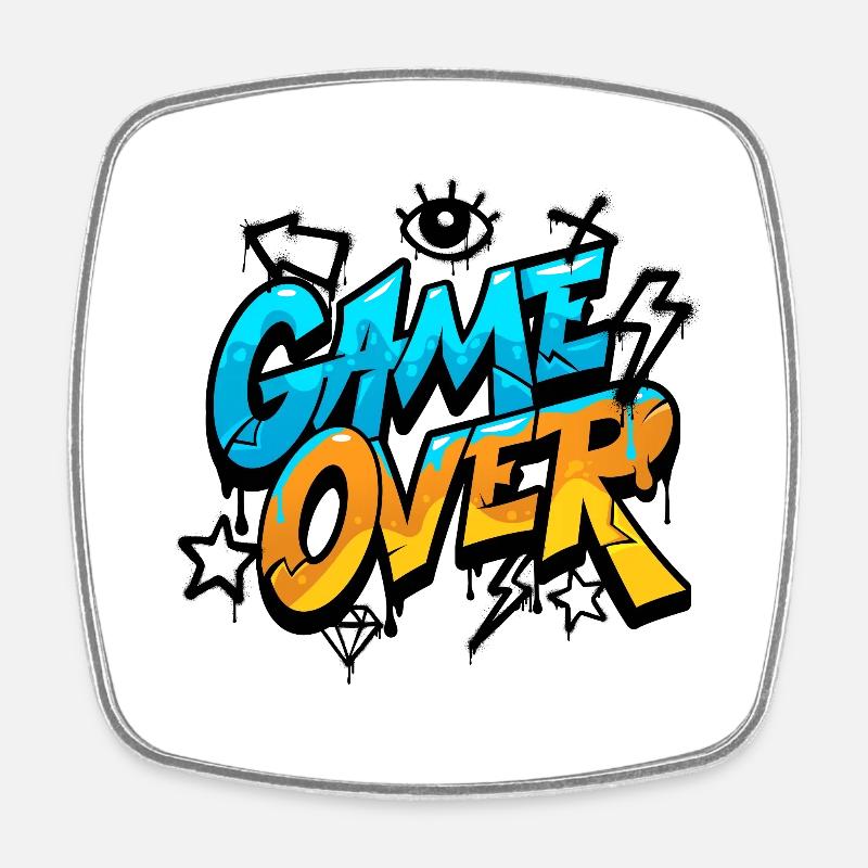 Game over - Square fridge magnet - white