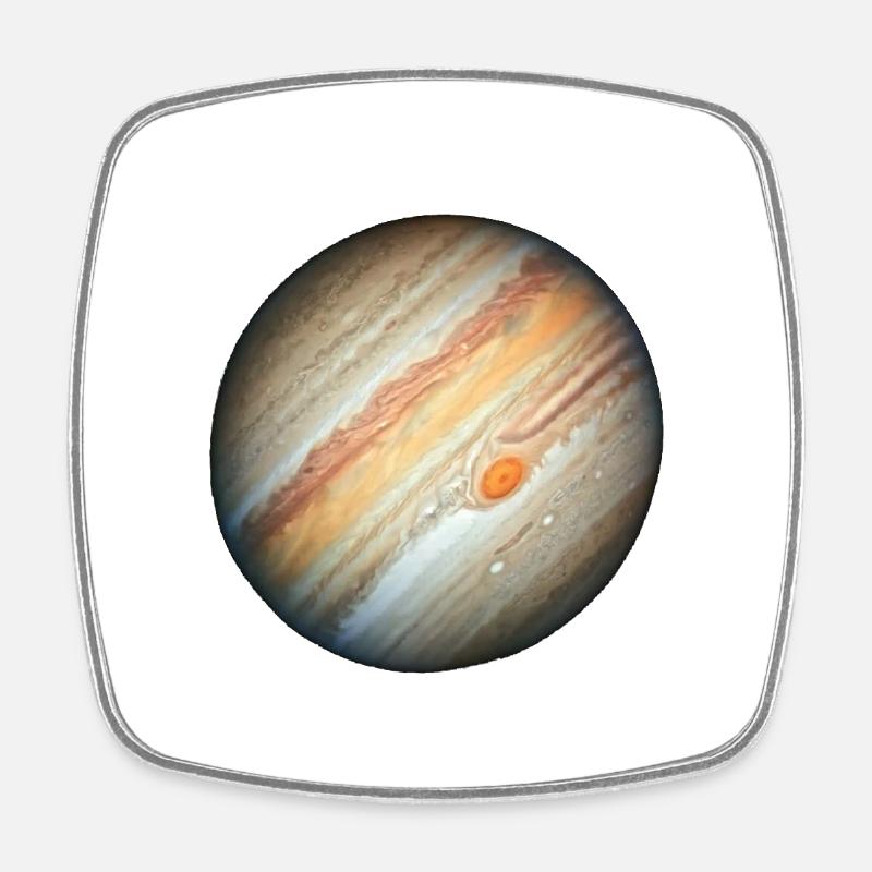 Jupiter & Giant Red Spot - Square fridge magnet - white