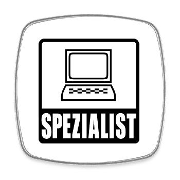 PC-Spezialist - Viereckiger Kühlschrankmagnet - Weiß - Vorne