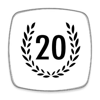 20 Jubiläum Geburtstag - Viereckiger Kühlschrankmagnet - Weiß - Vorne