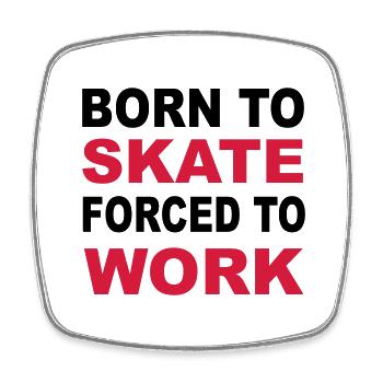Skateboard - Viereckiger Kühlschrankmagnet - Weiß - Vorne
