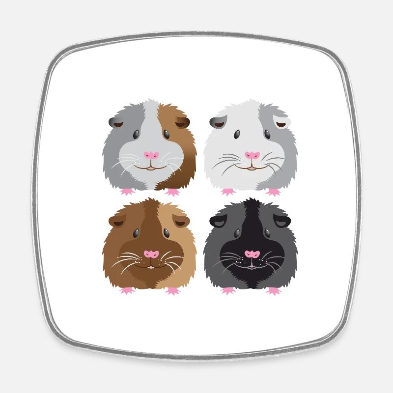 four guinea pigs cute - Square fridge magnet - white