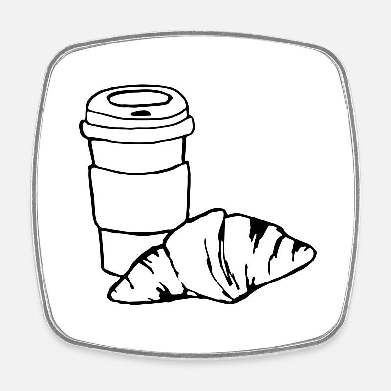 Croissant Coffee Breakfast Gift Idea - Square fridge magnet - white
