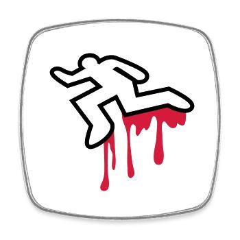 murder homicide coroner dead body outline - Square fridge magnet - white - Front