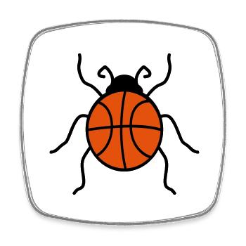 basketball sport club basket ball ladybug kle - Square fridge magnet - white - Front