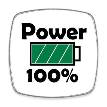 Puissance 100 % avec l’icône de la batterie complète - Magnet carré - blanc - Devant