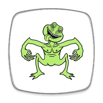 crazy daemon gnom small horror halloween gesic - Square fridge magnet - white - Front