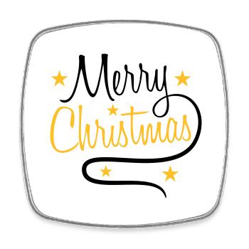 texte conception logo sapin étoiles joyeux noël noël - Magnet carré - blanc - Devant