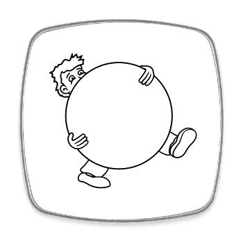 ball ball carry big heavy man figu - Square fridge magnet - white - Front