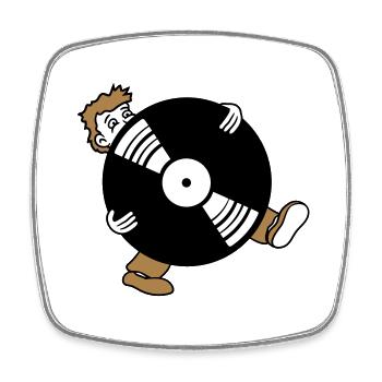 rund kreis vinyl platte dj auflegen party musik fe - Viereckiger Kühlschrankmagnet - Weiß - Vorne
