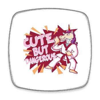 Karate & MMA Einhorn: Süß, Aber Gefährlich I Boxen - Viereckiger Kühlschrankmagnet - Weiß - Vorne