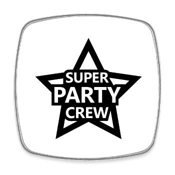 Super Party Crew - Square fridge magnet - white - Front