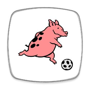 Schwein spielt Fußball - Viereckiger Kühlschrankmagnet - Weiß - Vorne