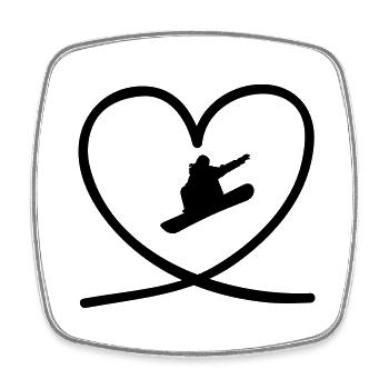 I love snowboarding - Viereckiger Kühlschrankmagnet - Weiß - Vorne