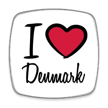 I Love Denmark Danmark Logo - Square fridge magnet - white - Front