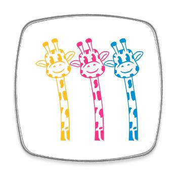 3 Lustige Comic Cartoon Giraffen in bunten Farben - Viereckiger Kühlschrankmagnet - Weiß - Vorne
