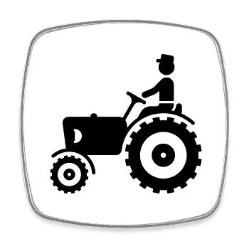 Bauer mit Trecker / Traktor - Viereckiger Kühlschrankmagnet - Weiß - Vorne