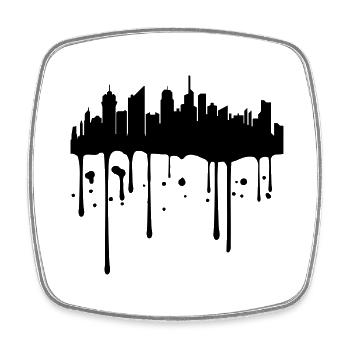 color stamp drop graffiti city metropolis sil - Square fridge magnet - white - Front