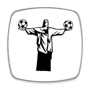 football statue brazil rio janeiro christ - Square fridge magnet - white - Front