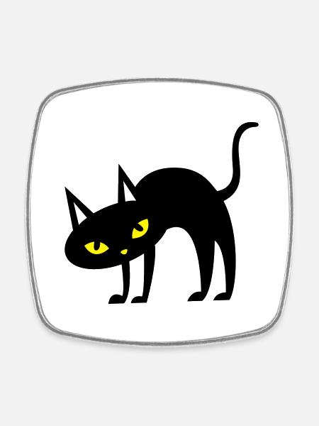 SCARY Halloween arqué le chat arrière - Magnet carré - blanc