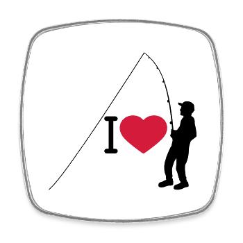 I love fishing heart love angler sport silhouette c - Square fridge magnet - white - Front