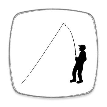 angler sport silhouette clipart hobby fishing fish - Square fridge magnet - white - Front