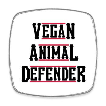 VEGAN ANIMAL DEFENDER western - Viereckiger Kühlschrankmagnet - Weiß - Vorne