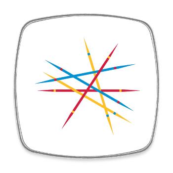 Game made of wooden sticks Mikado - Square fridge magnet - white - Front