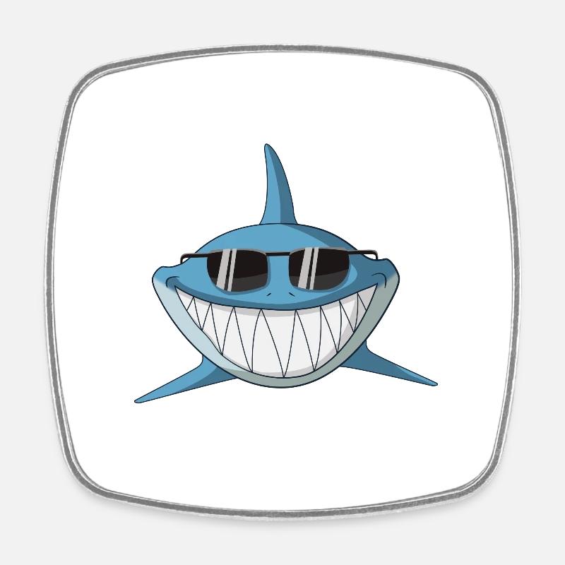 Cool shark sunglasses grins for shark lovers - Square fridge magnet - white
