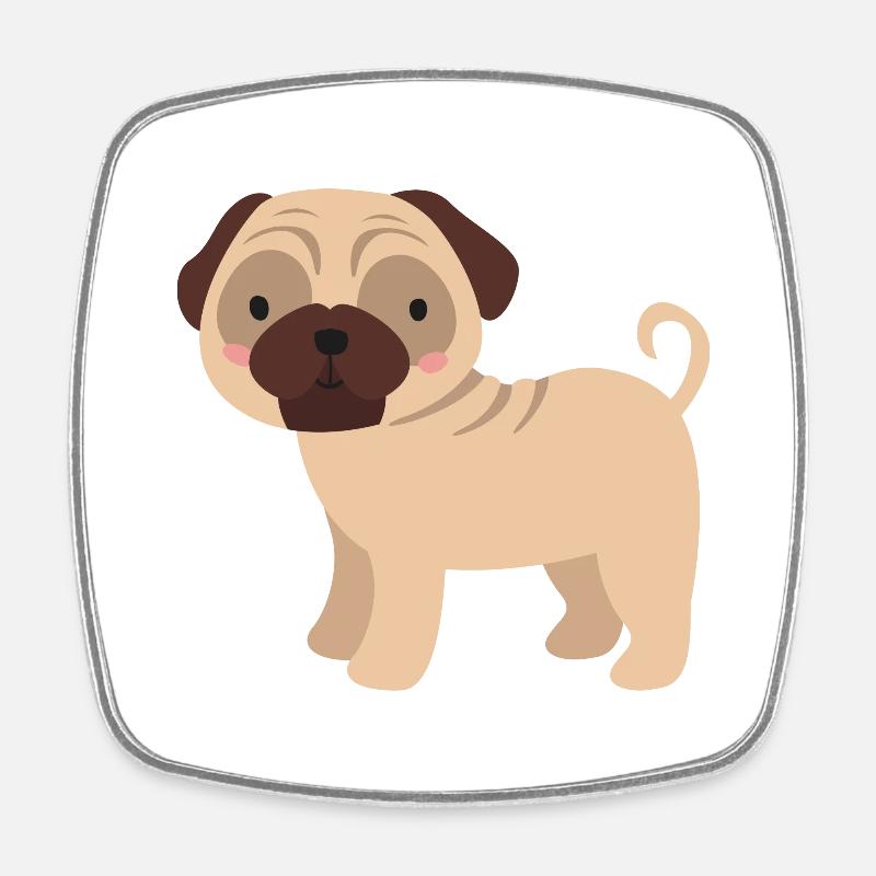Mops - Viereckiger Kühlschrankmagnet - Weiß
