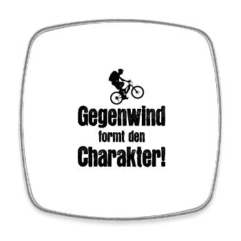 Gegenwind formt den Charakter - Viereckiger Kühlschrankmagnet - Weiß - Vorne