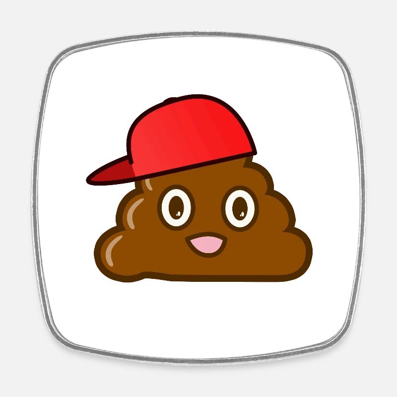 Mr. Turd Dude - Cheerful Poop Pile with Cap - Square fridge magnet - white
