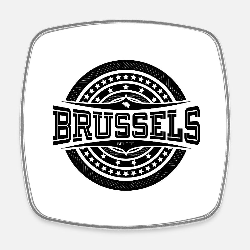 Brussels Black - Square fridge magnet - white
