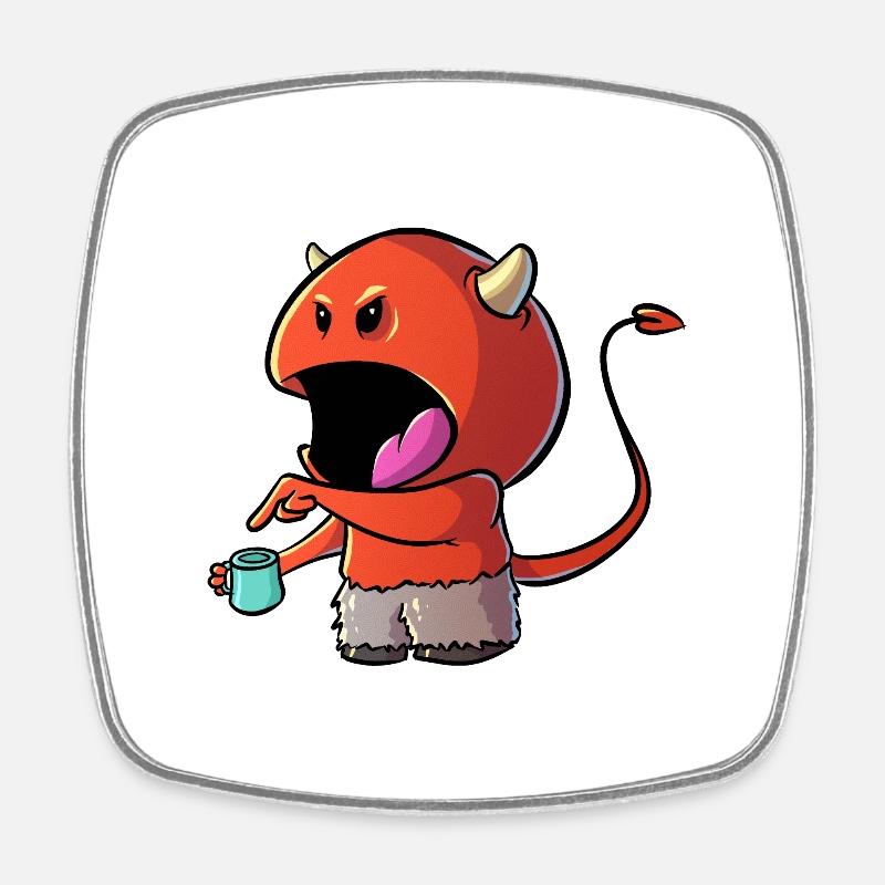 Coffee Devil - Kaffee Teufelchen - Square fridge magnet - white