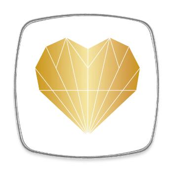 Coeur Diamant Or - Magnet carré - blanc - Devant