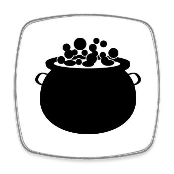 Witch's cauldron - Square fridge magnet - white - Front