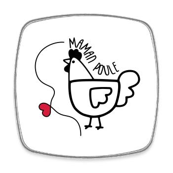 Maman Poule - Fête des Mères - Magnet carré - blanc - Devant