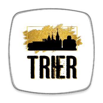 Trier Germany City Skyline Home Love Gold - Square fridge magnet - white - Front