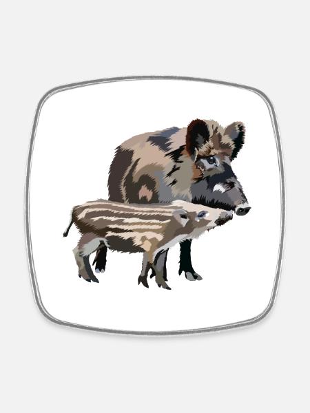 Wildschwein - Viereckiger Kühlschrankmagnet - Weiß