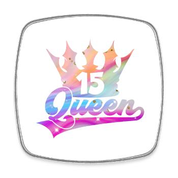 15ÈME ANNIVERSAIRE FILLE REINE PRINCESSE - Magnet carré - blanc - Devant
