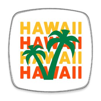 Hawaii Hawaii Hawaii Hawaii (Palmiers) - Magnet carré - blanc - Devant